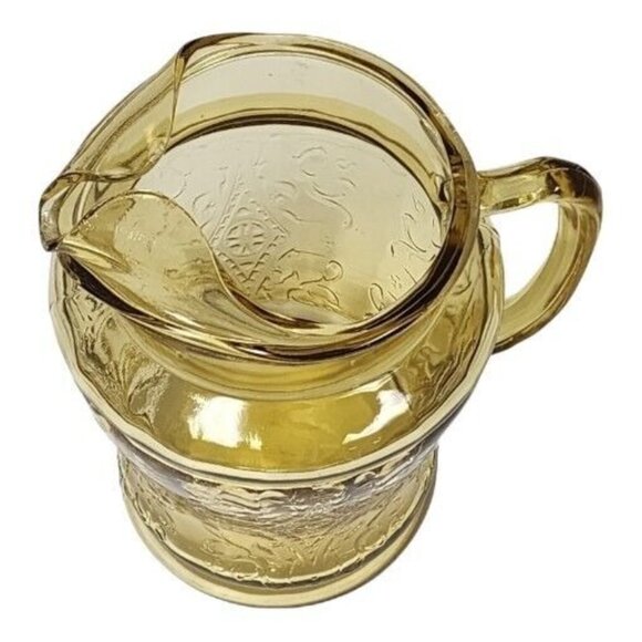 1930s Federal Glass Madrid Amber Depression Glass 80oz Pitcher & Glasses Set - Picture 10 of 16